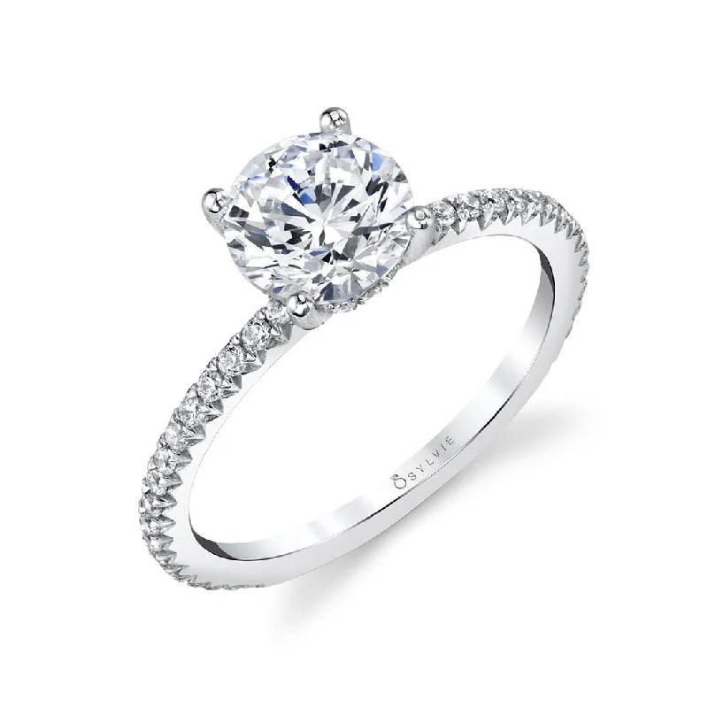 Sylvie Collection 14K White Gold Round Engagement Ring Setting