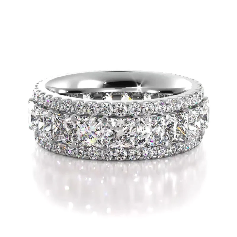 3.23 ct Princess And Round Diamond Eternity Wedding Band