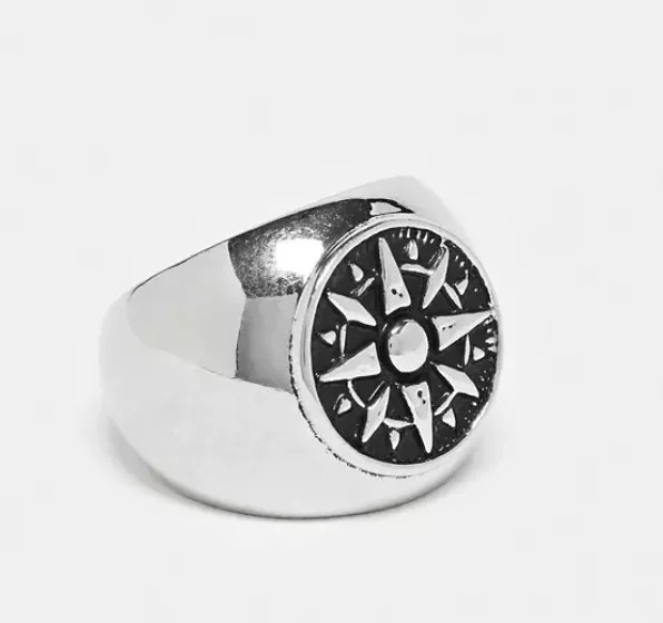 Silver Serenity Compass Ring