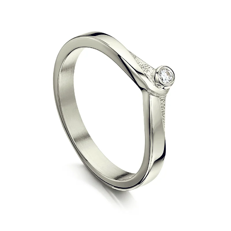 New Wave Diamond Solitaire Ring in Platinum