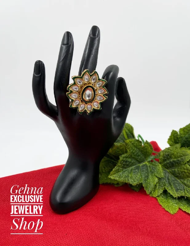 Adjustable Kundan Finger Ring By Gehna Shop