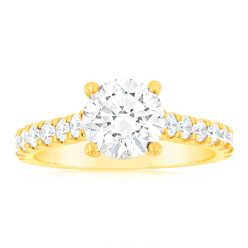 Luminesce Lab Grown 18ct Yellow Gold 2 Carat TW 1.5 Carat Certified Diamond Engagement Ring