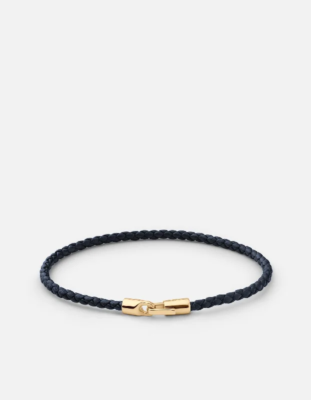 Cruz Leather Bracelet, Gold Vermeil