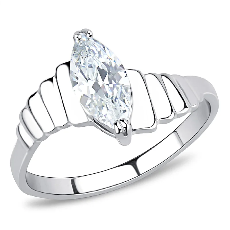 CJE3429 Wholesale Women's Stainless Steel Clear AAA Grade CZ Ring