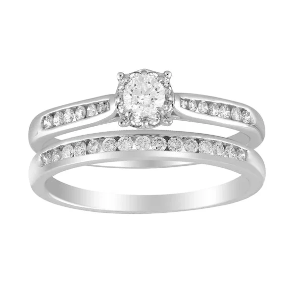 9ct White Gold 0.50Ct HI/I1 Diamond Ring Set