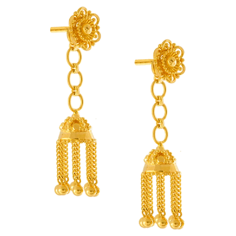 22KT Yellow Gold Jhumki Earrings For Women