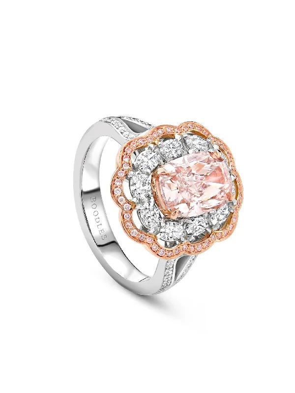 Vintage Cushion Pink Diamond Ring