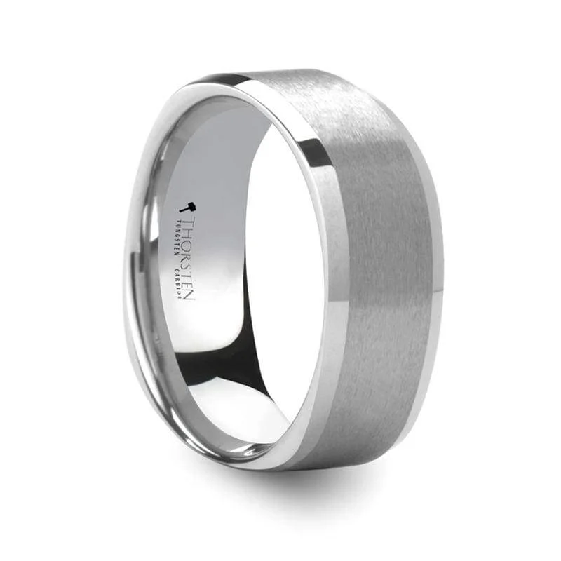 STERLING Square Shape White Tungsten Carbide Ring