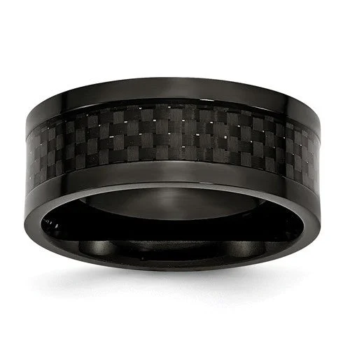 Titanium 9mm Black IP-Plated With Carbon Fiber Inlay Polished Band