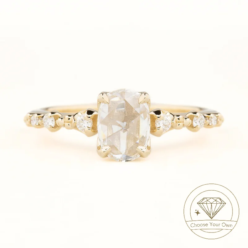 Wisteria Ring, Oval Rose Cut Diamond