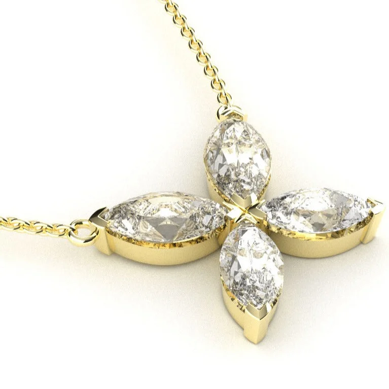 Fairtrade Yellow Gold Lab Diamond Petal Pendant