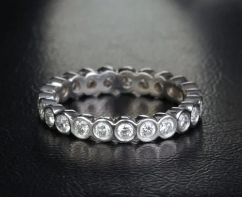 1.03ct.w Bezel Set Diamond Eternity Wedding Band 14K White Gold