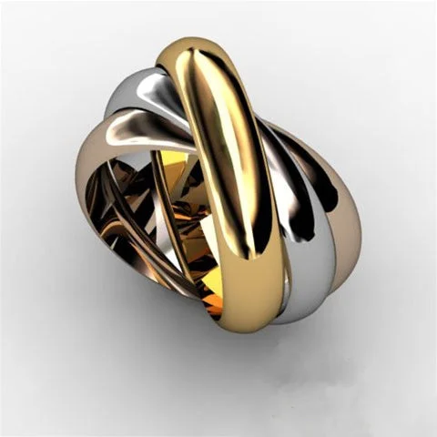 14K Solid Gold Tricolor THICK Rolling Ring - 3B3CTHICK