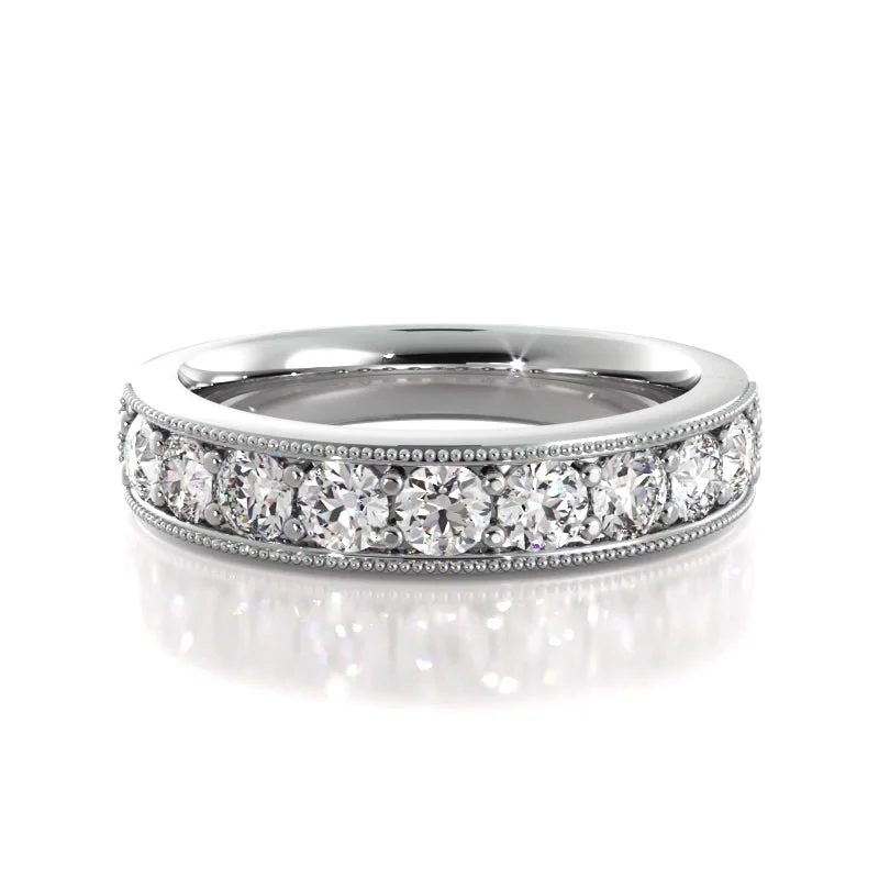 1.0 ct Round Diamond Milgrain Accent Wedding Band