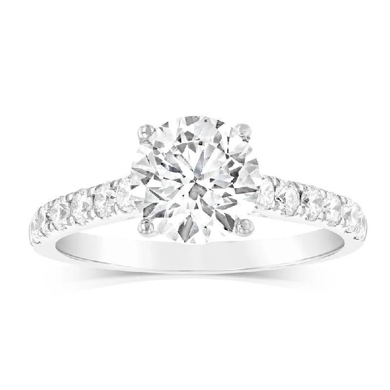 Luminesce Lab Grown 18ct White Gold 2.5 Carat TW 2 Carat Certified Diamond Engagement Ring