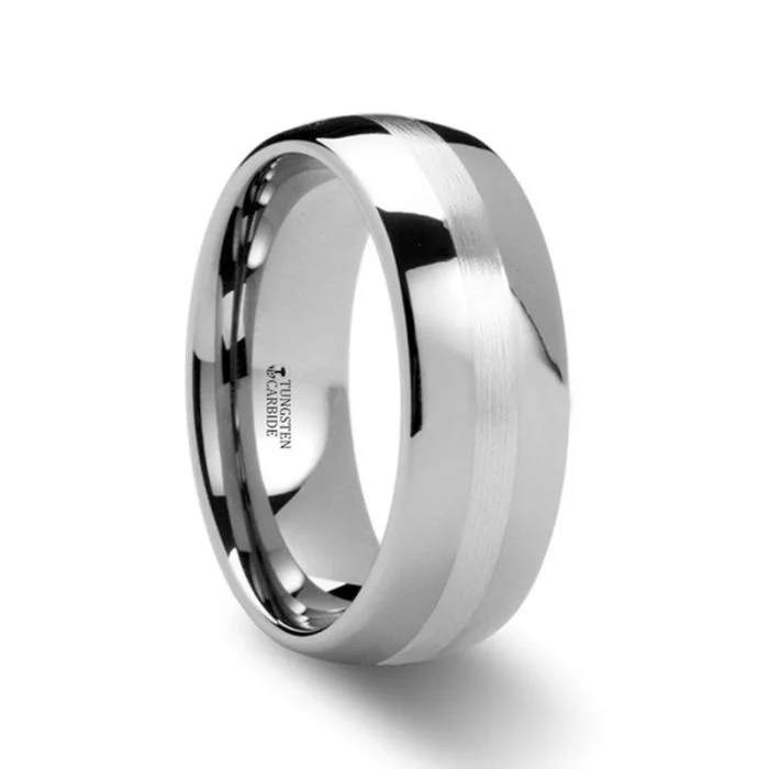 ALTHALOS Palladium Inlaid Domed Tungsten Ring