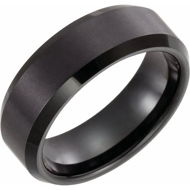 Tungsten 8 mm Black Immerse Plated Satin Finish Band