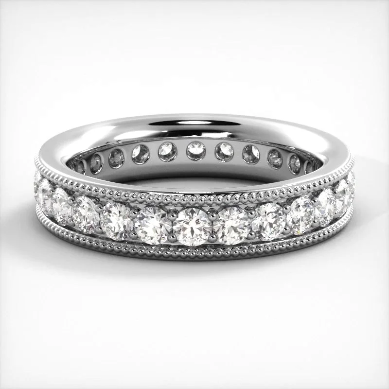 1.73 ct. Round Diamond Milgrain Accent Wedding Band