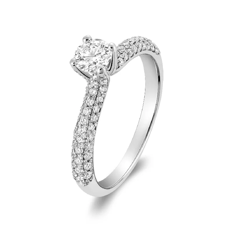 Solitaire Pave Diamond Engagement Ring