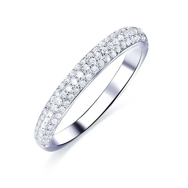 .3CT Triple Row Diamond Half Eternity Wedding Band