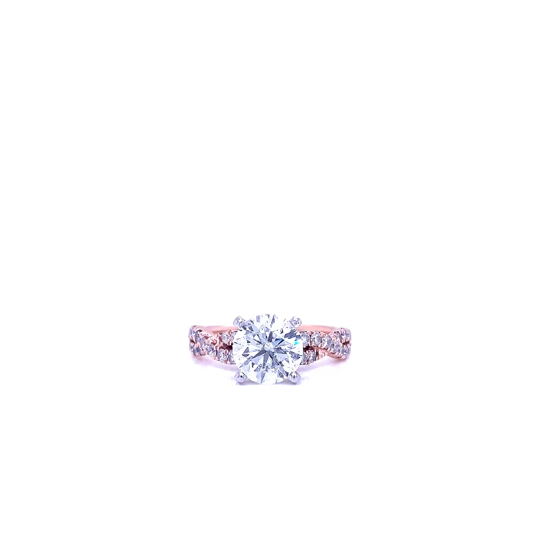 Round Cut Diamond 2.08 Carat Ring Set in 14k Rose Gold