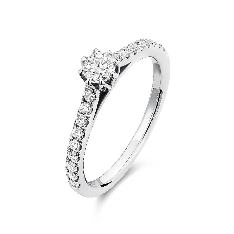 Solitaire Petal Diamond Engagement Ring