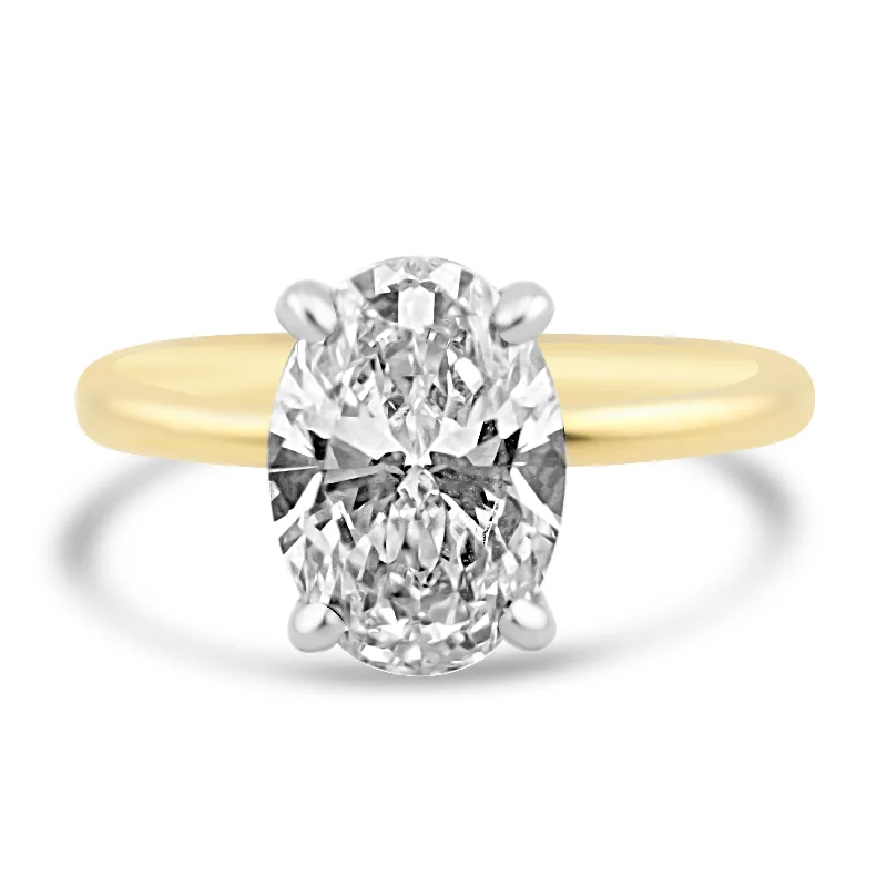 14k Yellow Gold 2.60ct Lab Grown Oval Diamond Solitaire Engagement Ring