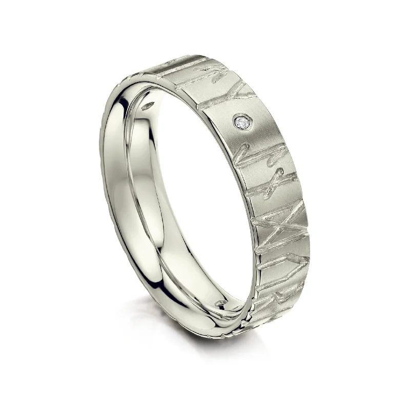 Runic Diamond Ring in Platinum