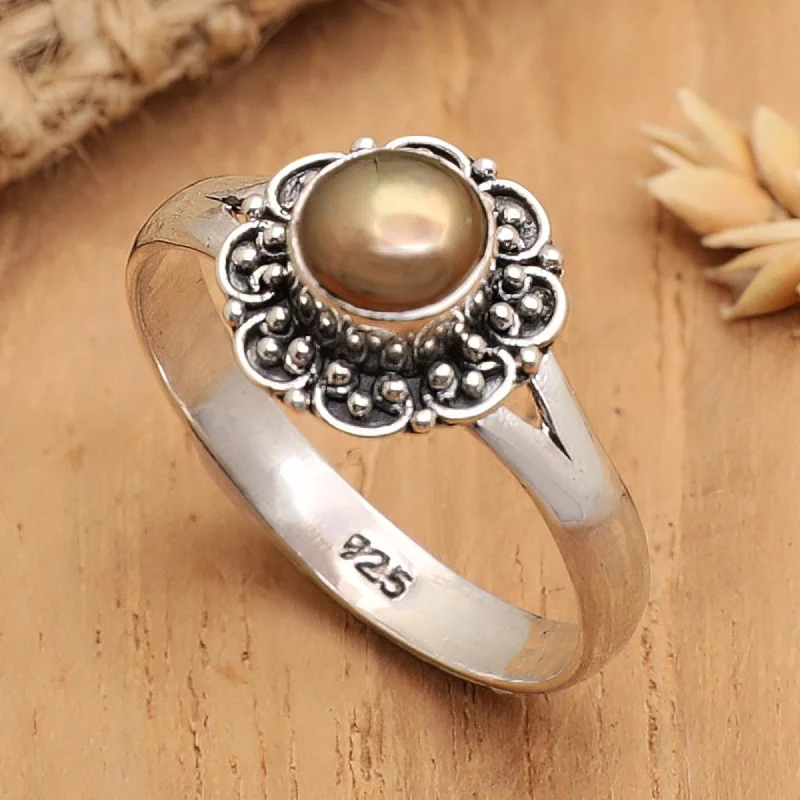 Novica Handmade Summer Bloom Cultured Pearl Single-Stone Ring