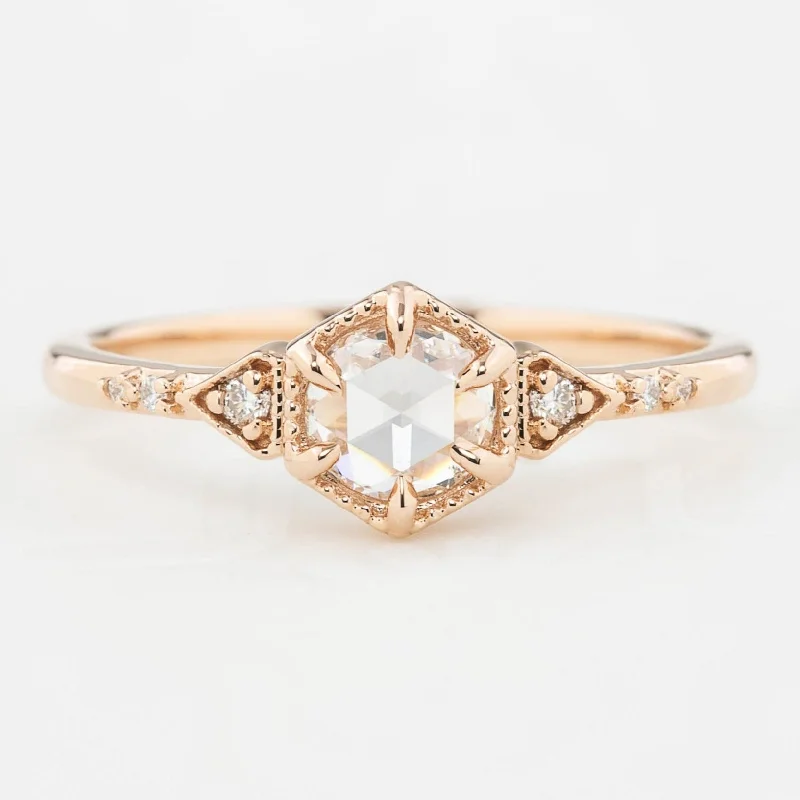 Agatha Ring, 0.45ct Rose Cut Diamond, 14k Rose Gold (One of a kind)