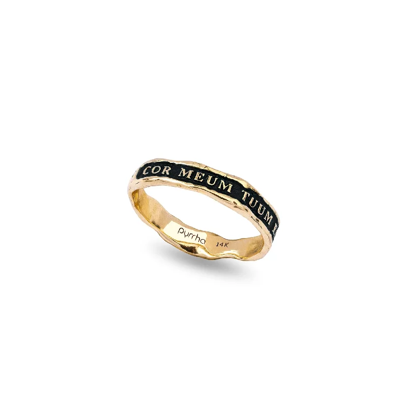 My Heart Is Yours Narrow 14K Gold Textured Band Ring