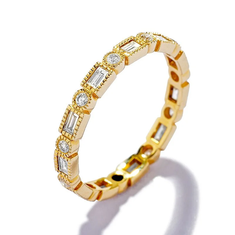 Bezel-Set Baguette Diamond Eternity Wedding Band Milgrain