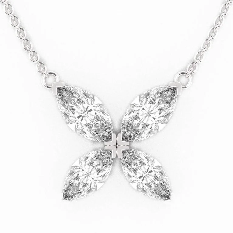 Ethically Sourced Platinum Lab Grown Diamond Petal Pendant