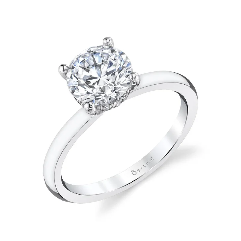 Sylvie Collection 14K White Gold Round Engagement Ring Setting