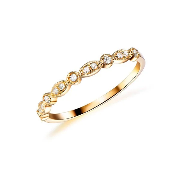 Art Deco Diamond Wedding Band 14K Yellow Gold