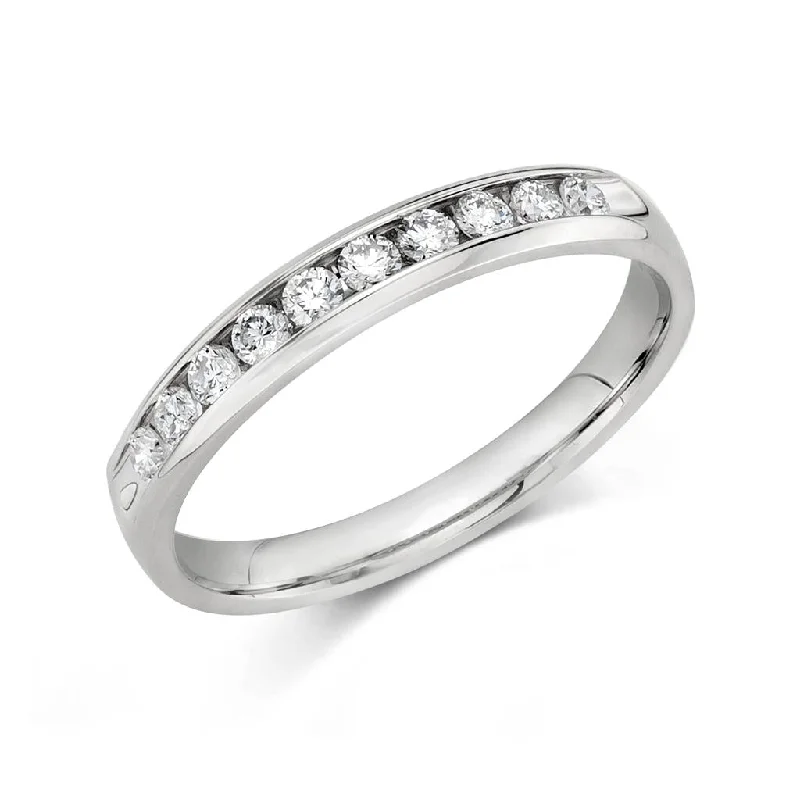 14K White Gold Channel Set Diamond Band