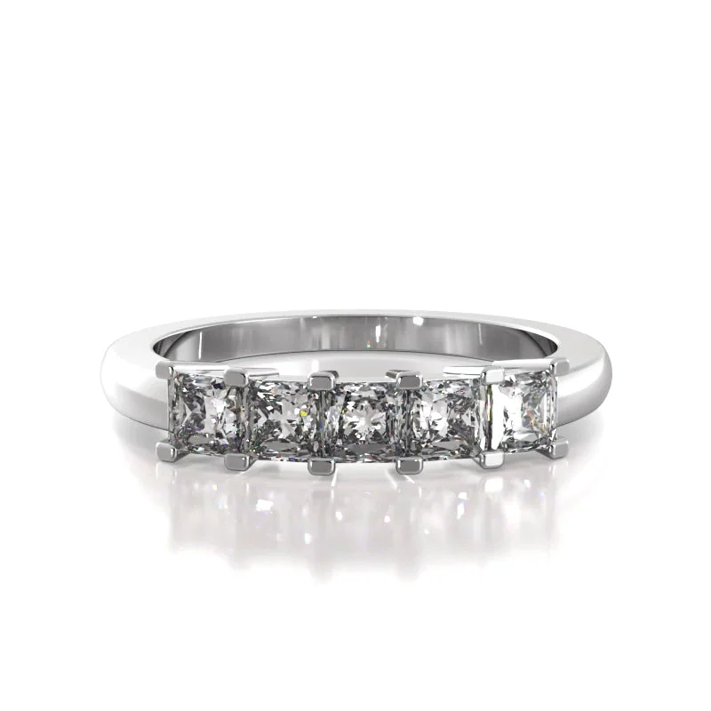 1.00 ct. Princess Diamond Five Stone Wedding Band