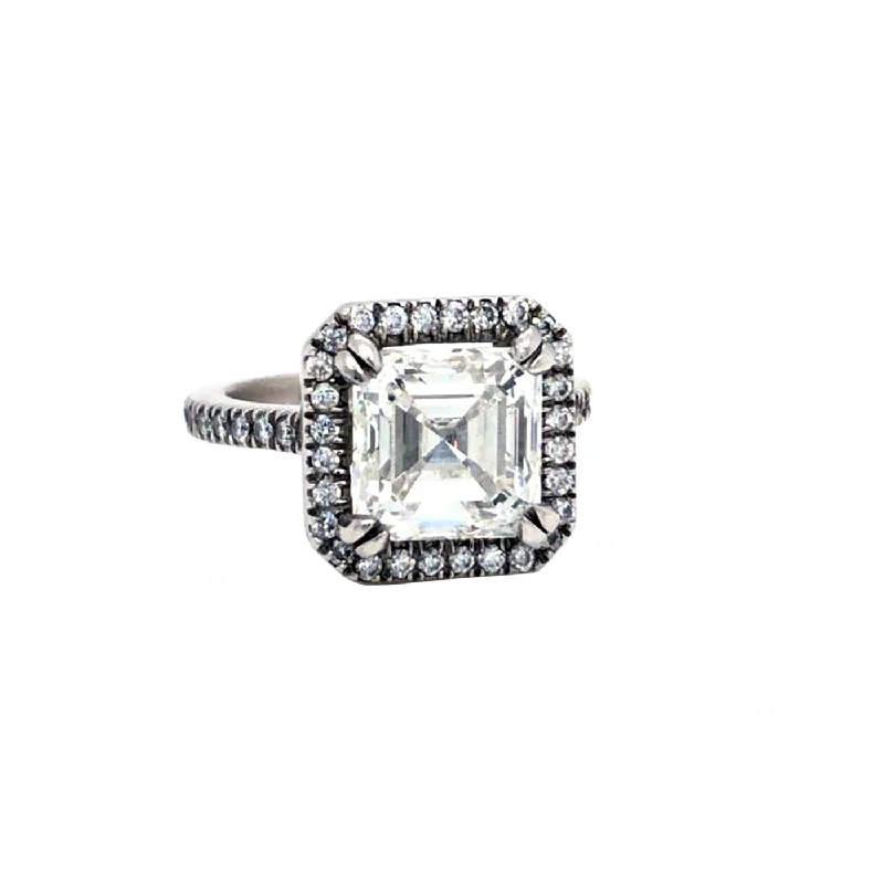 GIA Certified 4.02ct Asscher Cut Diamond VS1 Clarity H Color Platinum Ring