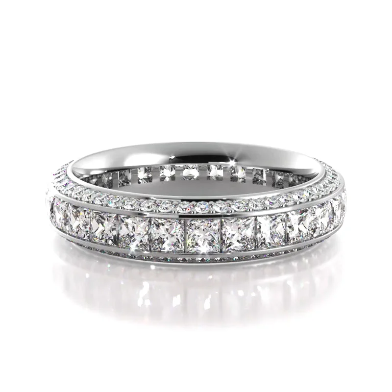 4.12 ct. Princess And Round Diamond Eternity Wedding Band