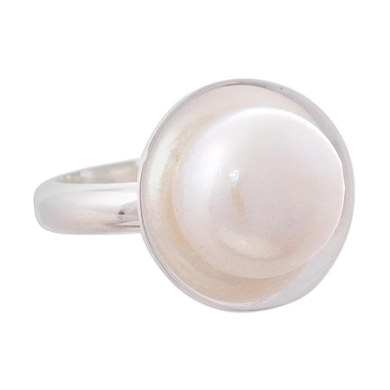 Novica Handmade Quintessential Cultured Pearl Cocktail Ring