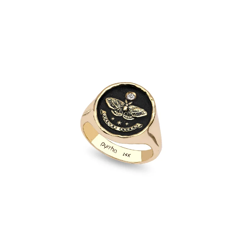 Seek the Light 14K Gold Diamond Set Signet Ring