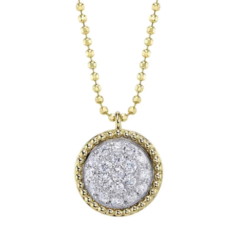 Shy14K Two-Tone Diamond Circle Pendant