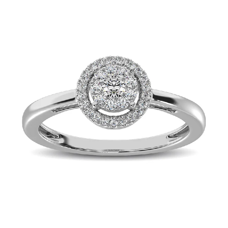 10k White Gold Diamond 1/4 CTW Multi Stone Engagement Ring