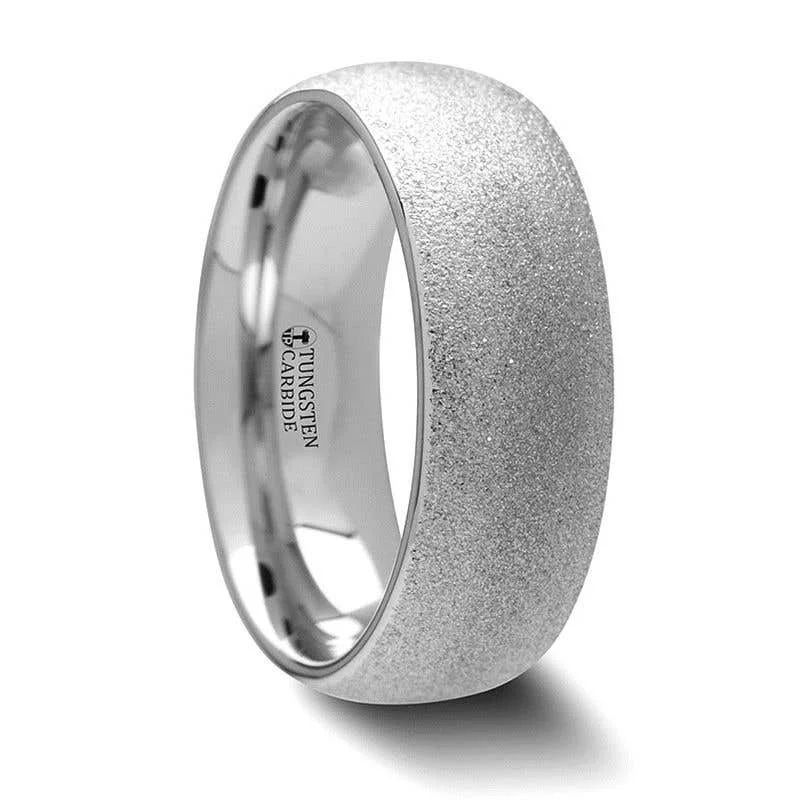 Thorsten QUARTZ Domed Tungsten Carbide Ring with Sandblasted Crystalline Finish - 2mm - 8mm