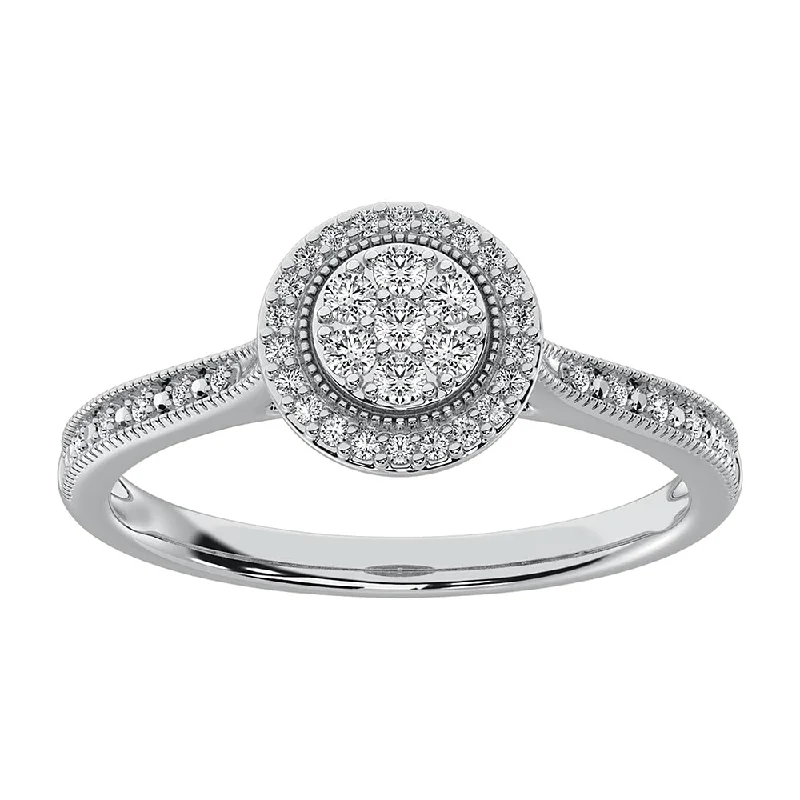 10K White Gold 1/5 CTW. Cluster Diamond Promise Ring