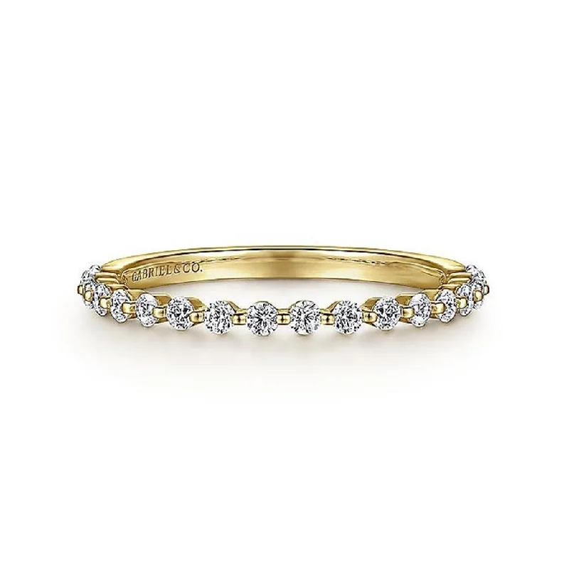 14K Yellow Gold Single Prong Diamond Anniversary Band