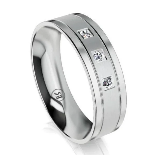 The Griffin White Gold Diamond Mens Wedding Ring