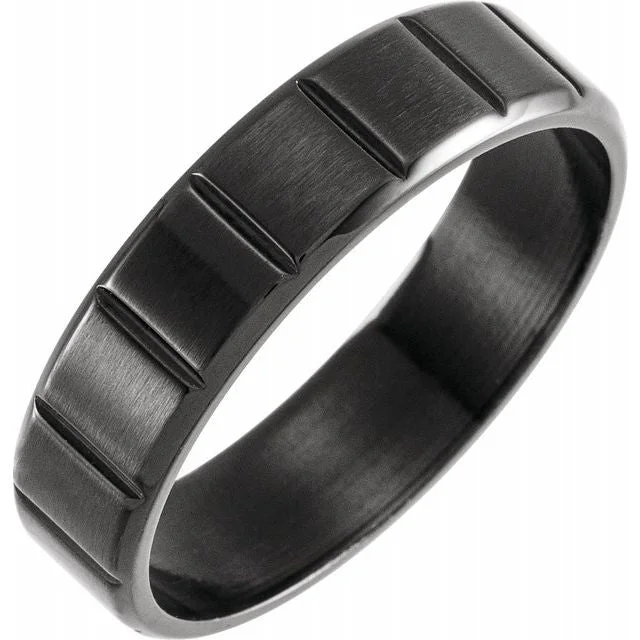 Black PVD Titanium 6 mm Grooved Band