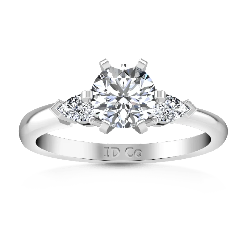 Three Stone Engagement Ring Eliza Pear Diamond 14K White Gold