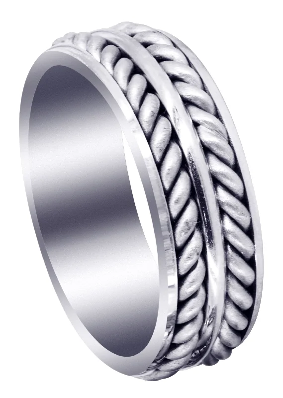 Hand Woven Mens Engagement Ring | Cross Satin Finish (Erick)